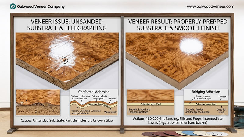 wood veneer telegraphing example